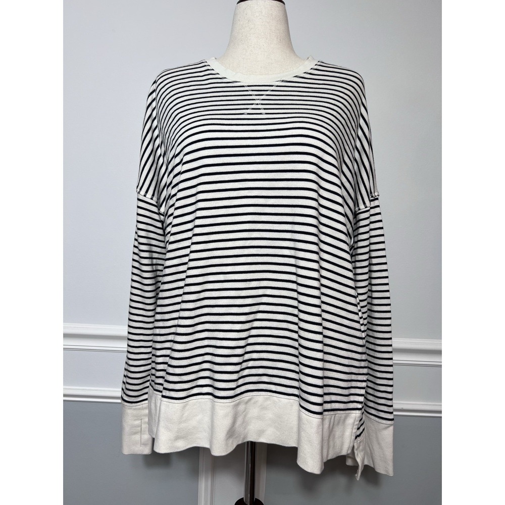 Sweaty Betty London-XXL-Sweatshirt-Black Ivory-Athleisure-French Terry-Lounge
